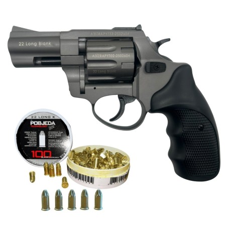 Rewolwer hukowy ZORAKI 6mm Long szary tytanowy + 100 naboi Pobjeda