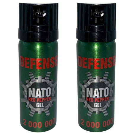 Gaz pieprzowy NATO Defense GREEN 50 ml – 2 mln SHU, żel stożek  2 sztuki