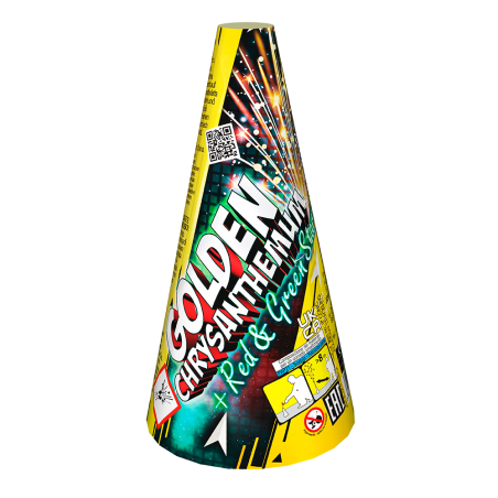 JF91 Fajerwerki Wulkan GOLDEN CHRYSANTHEMUM + RED & GREEN STARS