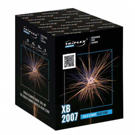 XB2007 Wyrzutnia Fajerwerków GOLD FLOWER BLUE STAR - 25 strzałów 30mm