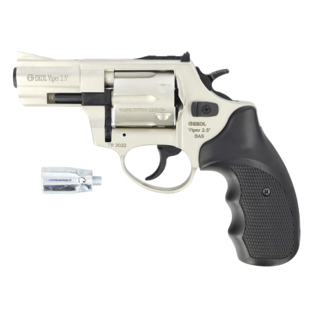 Rewolwer Hukowy 6mm BAS Voltran EKOL Viper 2.5 SATINA + 100 SZTUK AMUNICJI LONG + 50 RAC HUKOWYCH KNALL
