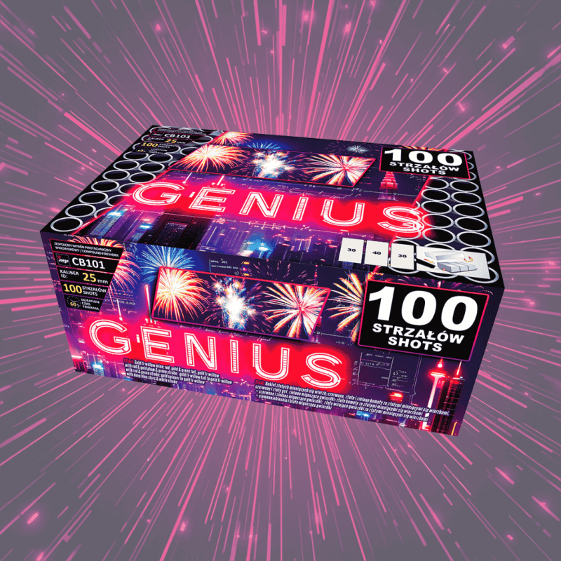 CB101 Wyrzutnia Fajerwerków GENIUS - 100 Strzałów 25mm CB101 Wyrzutnia Fajerwerków GENIUS - 100 Strzałów 25mm