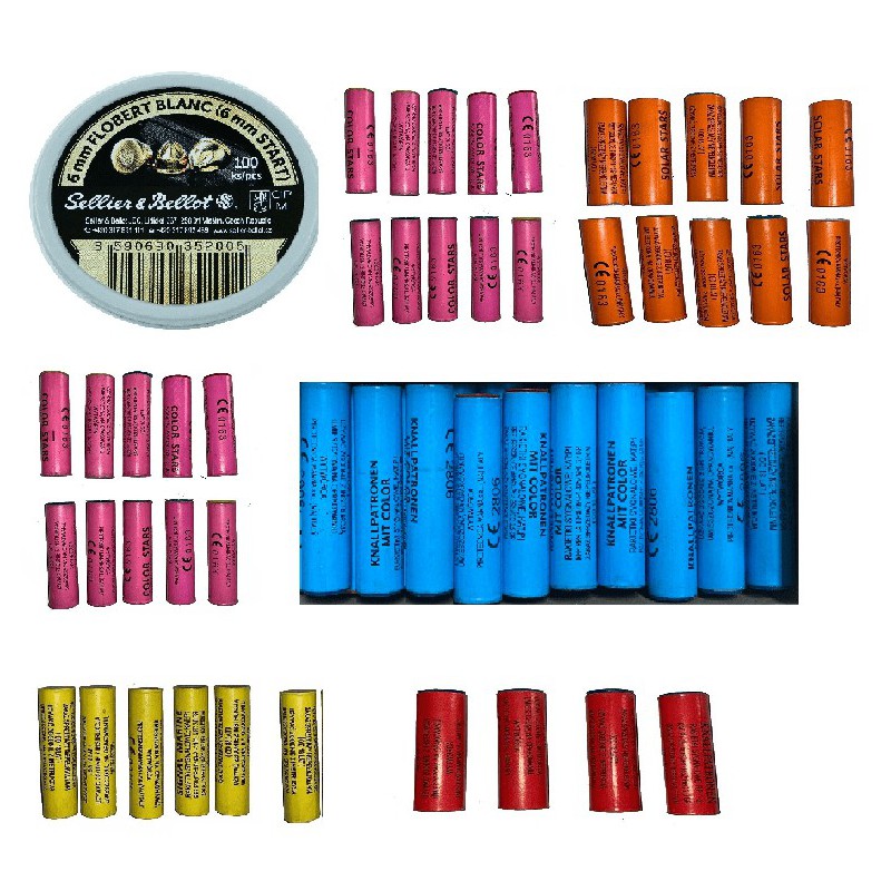 RACE Pistoletowe MEGA ZESTAW - 100 sztuk / 50 RAC + 50 sztuk Amunicji 6 mm SHORT Sellier&Bellot