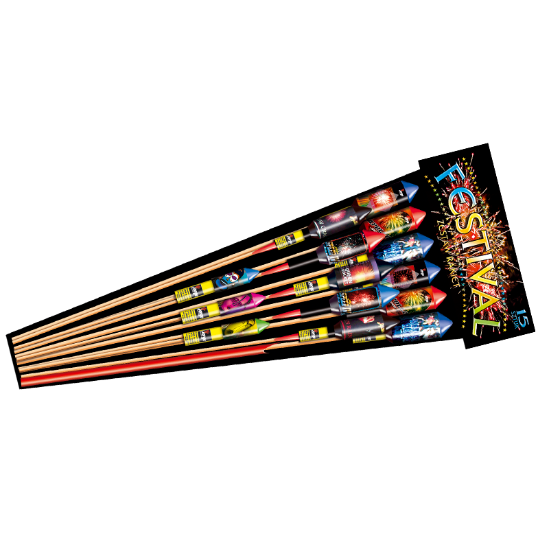 JA048 Fajerwerki Rakiety ZESTAW RAKIET Festival - 15 sztuk JA048 Fajerwerki Rakiety ZESTAW RAKIET Festival - 15 sztuk