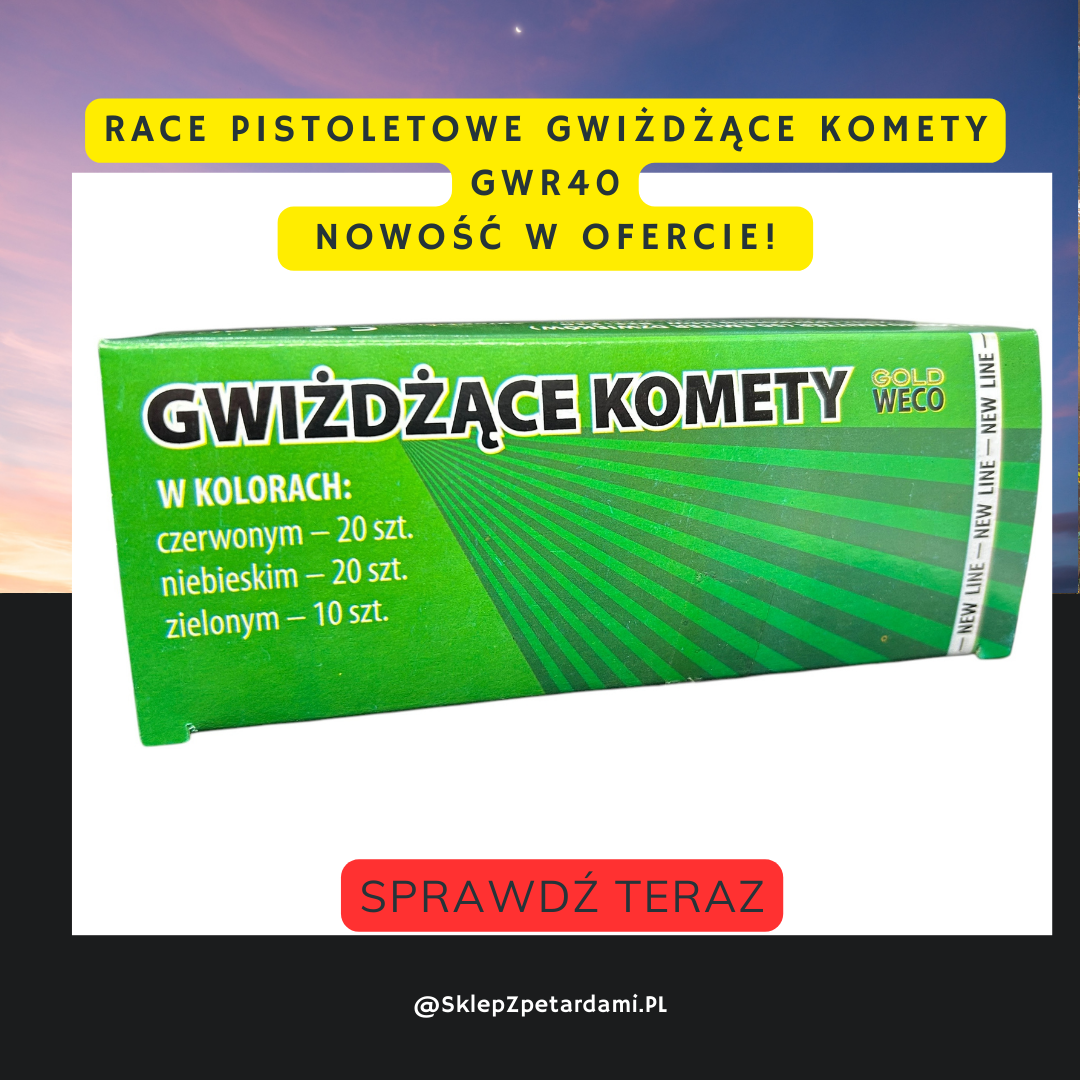 RACE PISTOLETOWE GWIŻDŻĄCE KOMETY GWR40 GOLD WECO - ŚWIEŻA DOSTAWA.