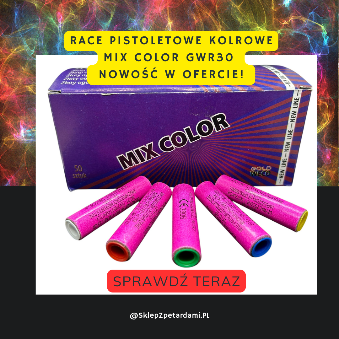 RACE PISTOLETOWE KOLOROWE MIX COLOR GWR30 - ŚWIEŻA DOSTAWA.